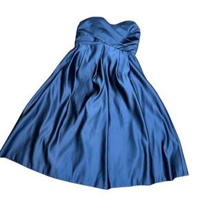 Melissa Sweet Strapless Cocktail Formal Dress Navy Blue Bow Back Size 4